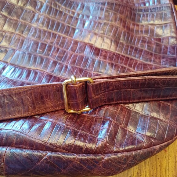 Antonio Scepi Brown Crocodile Leather Saddle Messenger Bsg - Picture 16 of 16